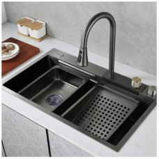 Мойка кухонная Элит  HSB7545A Nano black+decor