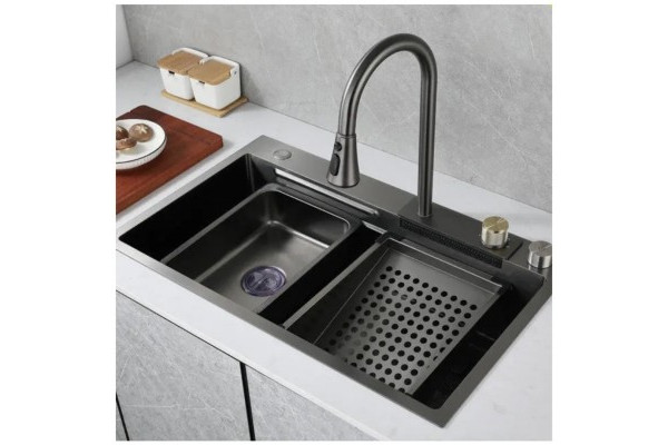 Мойка кухонная Элит  HSB7545A Nano black+decor