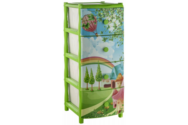 Комод Элластик 4 секции, (с рисунком ) Радуга, арт.  424412